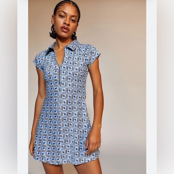 Urban Outfitters Blue Geometric Dress - Picture 1 of 9